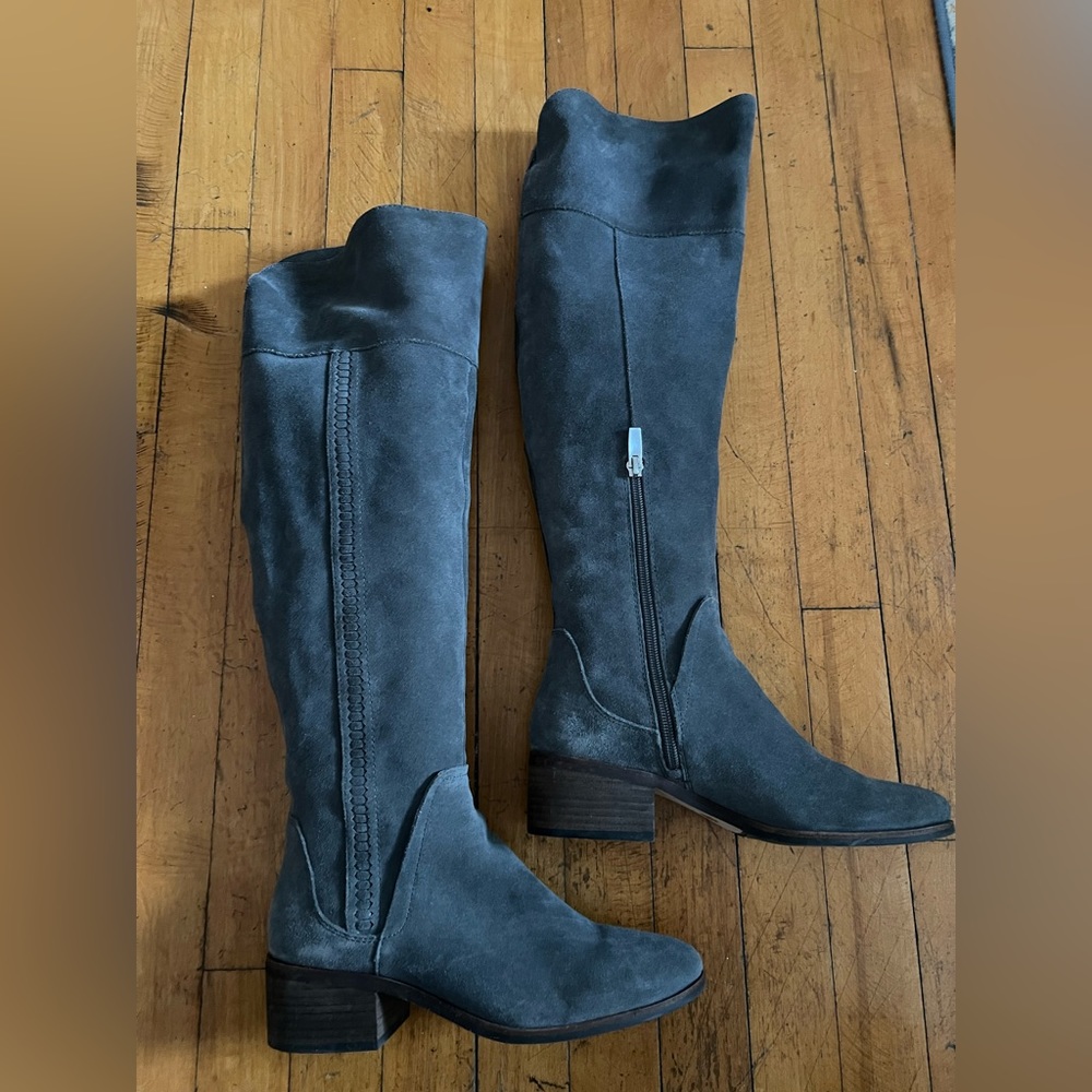 Vince Camuto Gray Leather Suede Over the Knee Boots in a Size 8